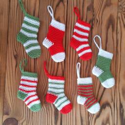 Crochet Christmas Stocking Garland Mini Ornament Bunting - thumbnail 3