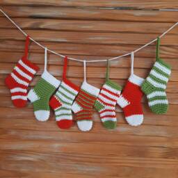 Crochet Christmas Stocking Garland Mini Ornament Bunting