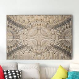 Trace Mandala Wood Art, Large Layered Geometric Laser Cut Wall Hanging, Modern Interior Decor - thumbnail 1