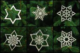 Birch Plywood Christmas Star Ornaments - Set Of 6 Lasercut Decorations - thumbnail 1