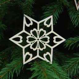 Birch Plywood Christmas Star Ornaments - Set Of 6 Lasercut Decorations - thumbnail 3