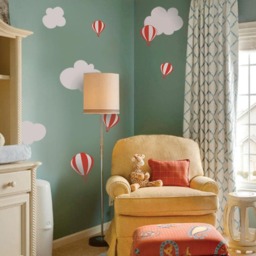 Hot Air Balloon With Clouds Decal Set - Kids Vinyl Wall Sticker - thumbnail 1