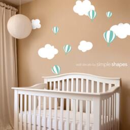 Hot Air Balloon With Clouds Decal Set - Kids Vinyl Wall Sticker - thumbnail 2