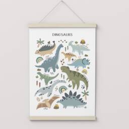 Dinosaur Print in Blue, Bedroom Decor, Nursery Print, Scandi Educational Poster, Playroom Prints, Kids Art - thumbnail 2