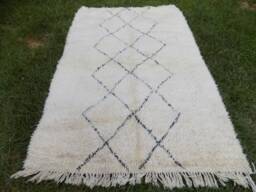Hand Knotted Beni Ourain Rug Moroccan Wool Berber Rug - 7.02Ft X 4.42Ft - thumbnail 1