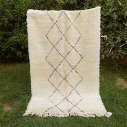 Hand Knotted Beni Ourain Rug Moroccan Wool Berber Rug - 7.02Ft X 4.42Ft - thumbnail 4