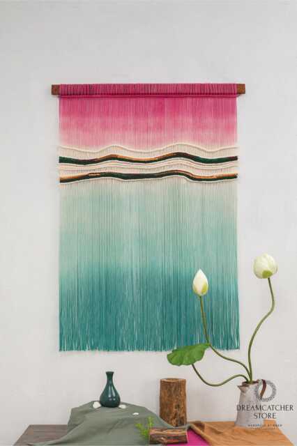 Handmade Macrame Wall Hanging Sunset Sea Tapestry, Modern Farmhouse Decor - image 1