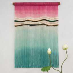 Handmade Macrame Wall Hanging Sunset Sea Tapestry, Modern Farmhouse Decor - thumbnail 2