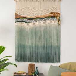 Handmade Macrame Wall Hanging Sunset Sea Tapestry, Modern Farmhouse Decor - thumbnail 3