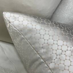 Taupe Ivory Geometric Cushion Cover Ashley Wilde Designer Fabric Satin Look Luxury Pillow Case Handmade in UK - thumbnail 3