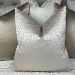 Taupe Ivory Geometric Cushion Cover Ashley Wilde Designer Fabric Satin Look Luxury Pillow Case Handmade in UK