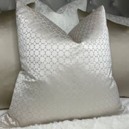 Taupe Ivory Geometric Cushion Cover Ashley Wilde Designer Fabric Satin Look Luxury Pillow Case Handmade in UK - thumbnail 4