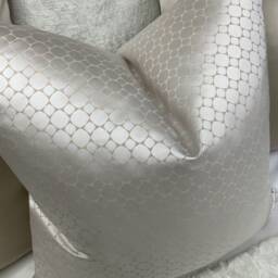 Taupe Ivory Geometric Cushion Cover Ashley Wilde Designer Fabric Satin Look Luxury Pillow Case Handmade in UK - thumbnail 2