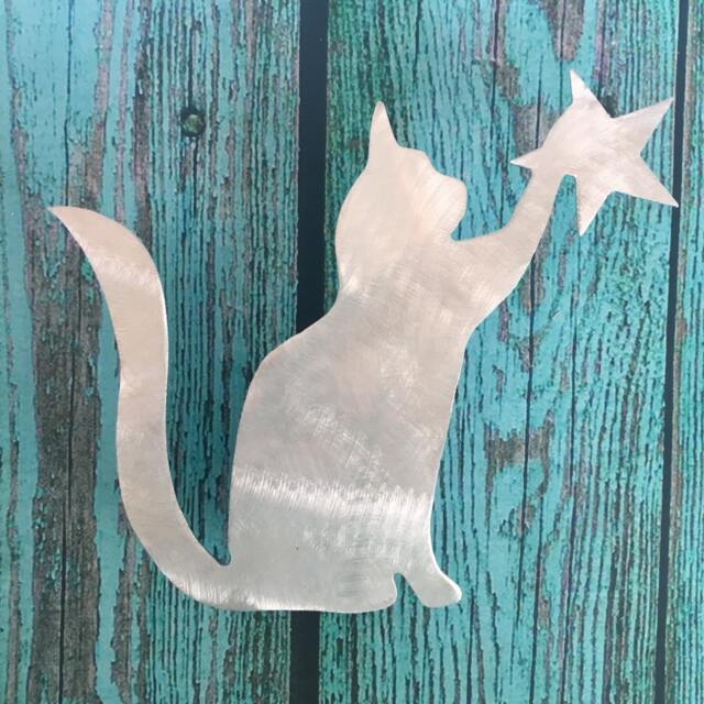 Kitty Cat, Cat Christmas, Tree Topper, Wreath Decor, Holiday Decoration, Aluminum, Metal Art, Unique Gift, Lovers - image 1
