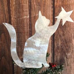 Kitty Cat, Cat Christmas, Tree Topper, Wreath Decor, Holiday Decoration, Aluminum, Metal Art, Unique Gift, Lovers - thumbnail 2