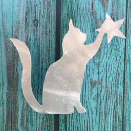 Kitty Cat, Cat Christmas, Tree Topper, Wreath Decor, Holiday Decoration, Aluminum, Metal Art, Unique Gift, Lovers - thumbnail 1
