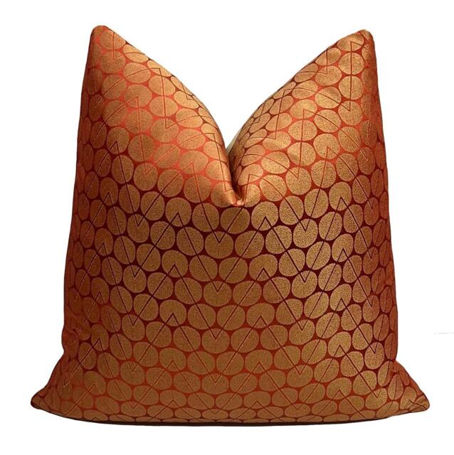 Beacon Hill Corbusier Spice Geometric Dot Pillow Cover - High End Luxury Silk Designer Accent Throw - image 1