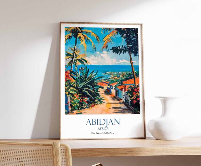 Abidjan Poster, Ivory Coast Africa West African Beach Cultural Wall Decor, Art Print - image 1