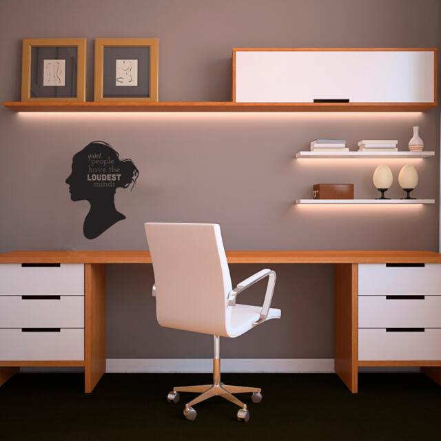 Quiet People Loud Minds Quote - Vinyl Wall Decal, Home Office Decor - image 1