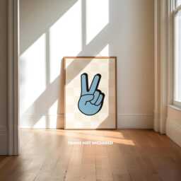 Retro Style Print, Peace Wall Art, Boys Bedroom Prints, Colourful Kids Decor, Cool Teen Checkerboard - thumbnail 1