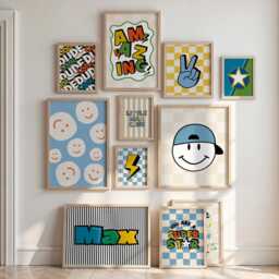 Retro Style Print, Peace Wall Art, Boys Bedroom Prints, Colourful Kids Decor, Cool Teen Checkerboard - thumbnail 3