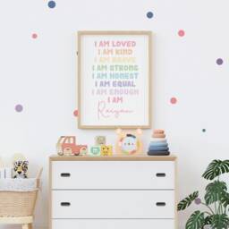Personalised Kids Bedroom Art Print Kind, Strong, Brave, Loved - thumbnail 1