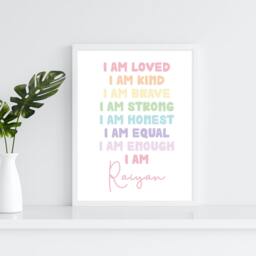 Personalised Kids Bedroom Art Print Kind, Strong, Brave, Loved - thumbnail 2