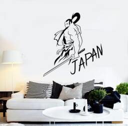 Wall Vinyl Samurai Japan Warrior Sword Cool Decal Mural Art 1623Dz - thumbnail 1