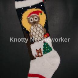 PDF Pattern Only Hand Knitted Owl Christmas Stocking - thumbnail 2