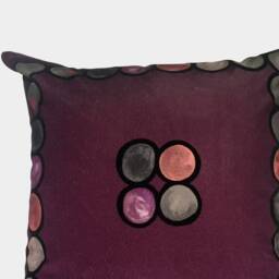 Ombr?? Circle Velvet Cushion, Aubergine + Grey - thumbnail 2
