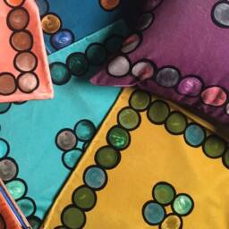 Ombr?? Circle Velvet Cushion, Aubergine + Grey - thumbnail 3