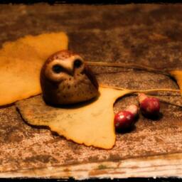 Faery Owl & Mushroom Miniatures Painted Clay - thumbnail 4