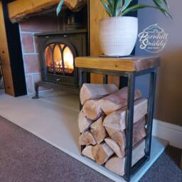 Bryce Handmade Log Holder/Small Table/Side Table Industrial Rustic - thumbnail 4
