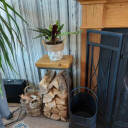 Bryce Handmade Log Holder/Small Table/Side Table Industrial Rustic - thumbnail 2