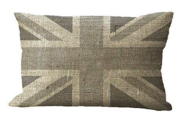 Burlap Gray Union Jack Lumbar Oblong - image 1