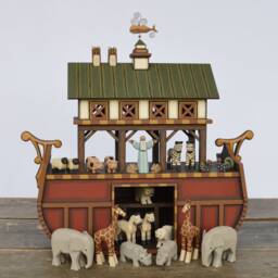 Hand Carved Wood Noah's Ark, Wooden Heirloom Handmade Ark - thumbnail 2