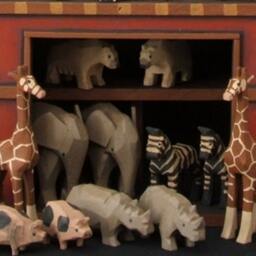 Hand Carved Wood Noah's Ark, Wooden Heirloom Handmade Ark - thumbnail 3