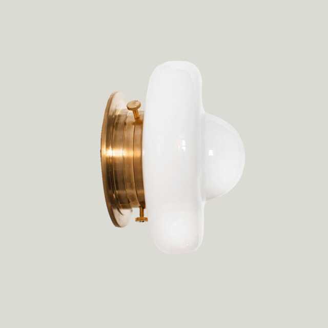 Milk Glass Wall Lamp, Sconce For Hallway Or Staircase, Light Fixture in Brass Nickel Finish - image 1