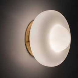Milk Glass Wall Lamp, Sconce For Hallway Or Staircase, Light Fixture in Brass Nickel Finish - thumbnail 2