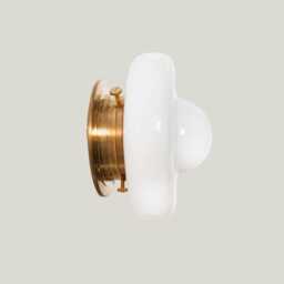 Milk Glass Wall Lamp, Sconce For Hallway Or Staircase, Light Fixture in Brass Nickel Finish