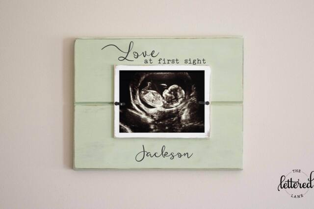 Love At First Sight Baby Frame, Ultrasound Picture Photo, Personalized Newborn Gift, Shower Gift - image 1