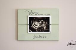 Love At First Sight Baby Frame, Ultrasound Picture Photo, Personalized Newborn Gift, Shower Gift - thumbnail 1