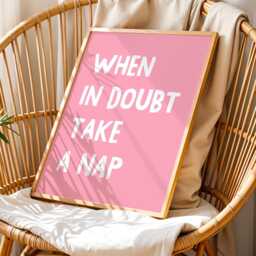When in Doubt Take A Nap Art Print, Funny Bedroom Wall Decor, Above Bed Pink Room Decor - thumbnail 3