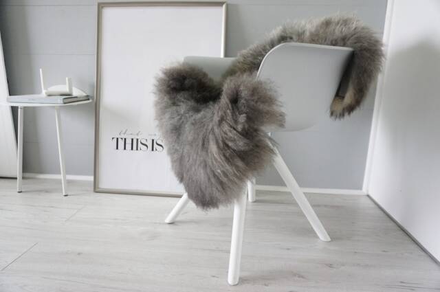 Genuine Norwegian Pelssau Sheepskin Rug Silky Grey Latte Wool - image 1