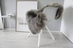 Genuine Norwegian Pelssau Sheepskin Rug Silky Grey Latte Wool - thumbnail 1
