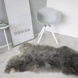 Genuine Norwegian Pelssau Sheepskin Rug Silky Grey Latte Wool - thumbnail 2