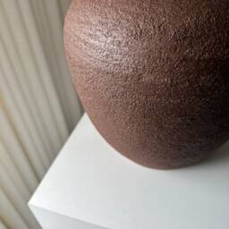 Earthy Brown Terra Cotta Ceramic Table Lamp - Unglazed Natural Textured Handmade Lighting For Living Room, Bedroom Or Entryway - thumbnail 2