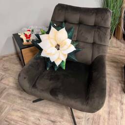 Ivory Poinsettia Pillow 3D Printed Christmas Decor, Plant Lover Gift - thumbnail 2