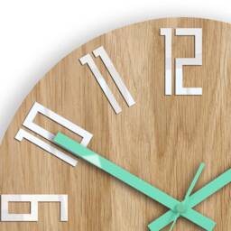 Wood Clock, Large Wall Clock, Unique Wall Gift Unusual Modern Abstract Style, Slim_Wood_Mint - thumbnail 2
