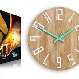 Wood Clock, Large Wall Clock, Unique Wall Gift Unusual Modern Abstract Style, Slim_Wood_Mint - thumbnail 4